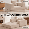 thumbnail image 2 of TACTOW Boneless Sleeper Sofa,Corduroy Multifunctional Single Sofa Chair With 1pc Pillow for Living Room Bedroom Office,Beige, 2 of 8