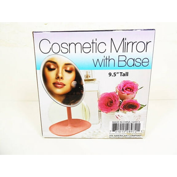 Cosmetic Makeup Mirror Round with Swivel Base Pink Vanity Mirrors