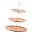 thumbnail image 3 of Fruit Plate Wood Natural Textured Simple Elegant Strong Durable Food Tray Cake Fruit Serving Tray 20+25+30cm Three Layers, 3 of 8