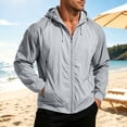 thumbnail image 6 of Men's Color Block Hooded Sun Protection Jacket, Lightweight Breathable Full Zip Up Windbreaker with Zipper Pockets, Casual Outdoor Hiking Travel UV Coat for Men S-3XL, 6 of 8