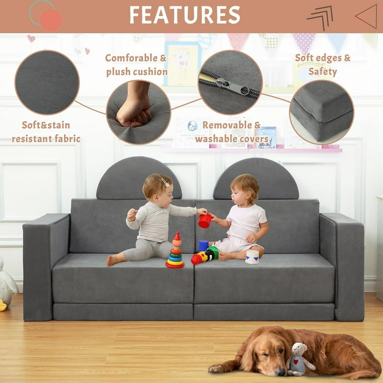 WhizMax 10pcs Kid's Convertible Sofa Set, Modular Couch WhizMax 10pcs Kid's Convertible Sofa Set, Modular Couch