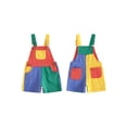 thumbnail image 2 of Mono corto para niños y niñas, mono de verano con bonitos colores contrastantes y bolsillos para uso diario informal., 2 of 9