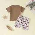 thumbnail image 5 of TOWED22 Baby Boy Toddler Clothes 2pcs Round Neck Short Sleeve Top Cargo Shorts Dinosaur Truck Print Summer Outfits(Coffee,3-6 M), 5 of 5