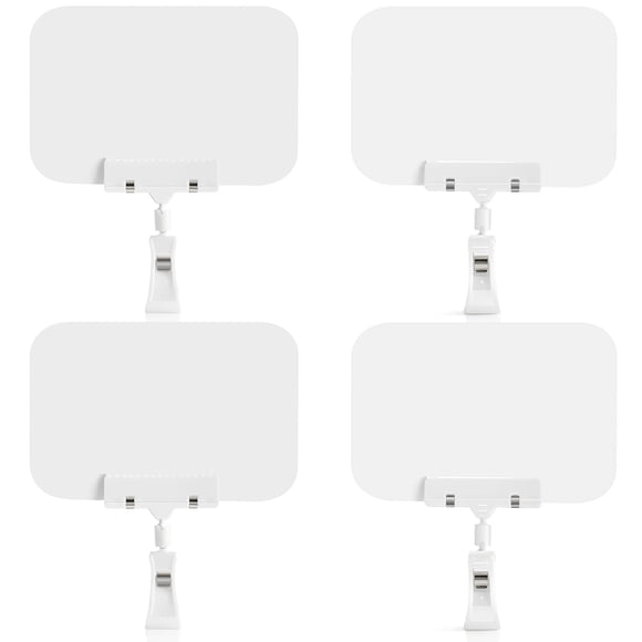 Soporte para letreros con abrazadera Clips de exhibición de doble cabezal estilo clip de 5,8 x 11 pulgadas Letreros de pizarra grandes Etiqueta de alimentos de plástico borrable blanca para notas de f