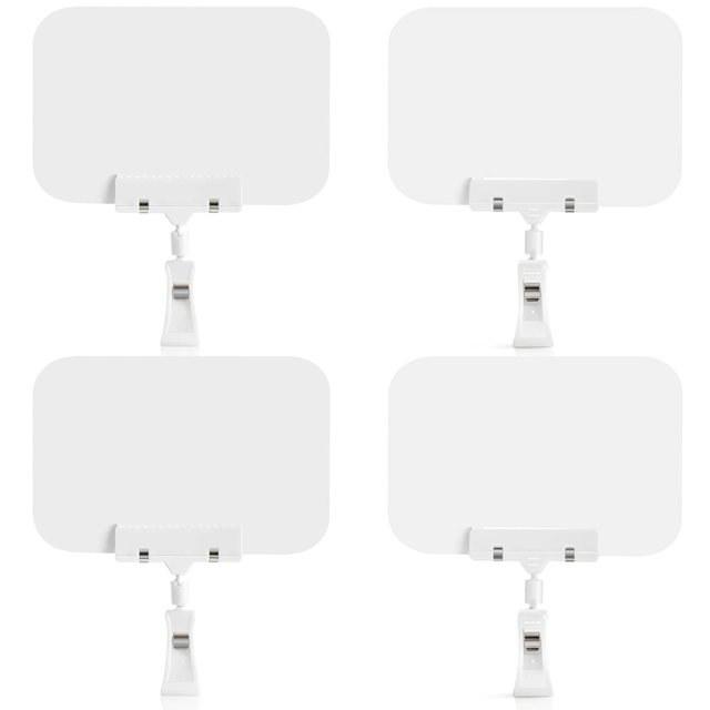 Soporte para letreros con abrazadera Clips de exhibición de doble cabezal estilo clip de 5,8 x 11 pulgadas Letreros de pizarra grandes Etiqueta de alimentos de plástico borrable blanca para notas de f