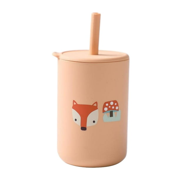 Vaso de silicona para bebé, para niños, a prueba de fugas, con pajita, antideslizante, para entrenamiento zorros