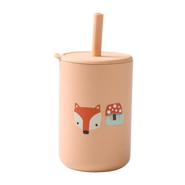Vaso de silicona para bebé, para niños, a prueba de fugas, con pajita, antideslizante, para entrenamiento zorros