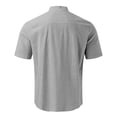 thumbnail image 4 of Summer Mens Short Sleeve Henley Shirts Casual Button Down Shirt Lightweight Beach Wear with Pocket Breathable Streetwear Outdoor Shirt Solid Color Basic Style Tops Gray M, 4 of 4