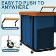thumbnail image 3 of 230L (60 Gal) Extra Large Fashion Laundry Sorter 3 Section with Lid, Rolling Laundry Basket Hamper with Handle, Laundry Organizer Storage Cart with Sturdy Metal Frame for Laundry Room,Hotel,Dark Blue, 3 of 14