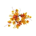 thumbnail image 3 of Aurorax Fall Candle Holders,Fall Candle Ring Wreath with Berries Pumpkin 14" Rustic Thanksgiving Harvest Decor Table Centerpiece, 3 of 6