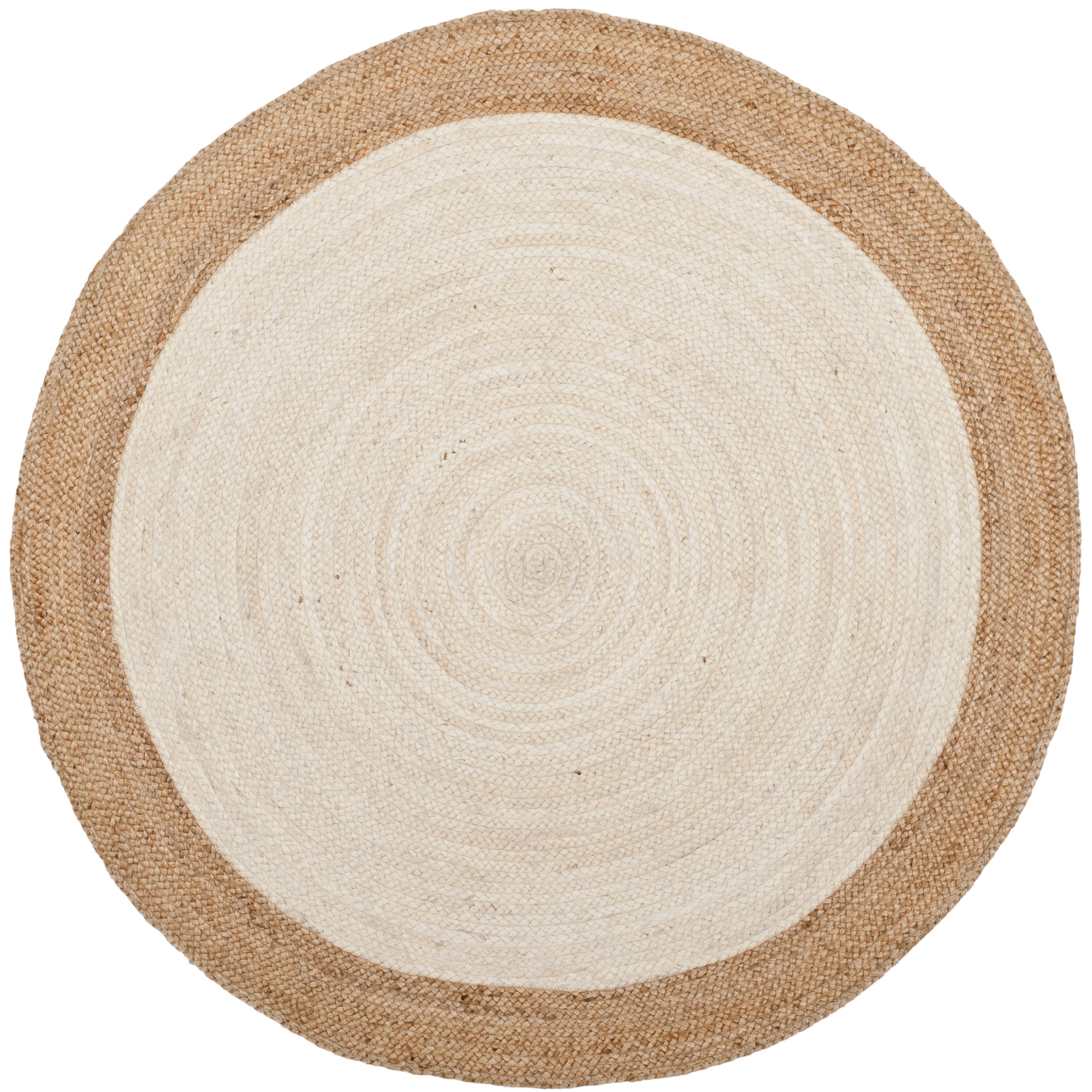 SAFAVIEH Natural Fiber Cebrail Braided Jute Area Rug, Ivory/Natural, 6' x 6' Round