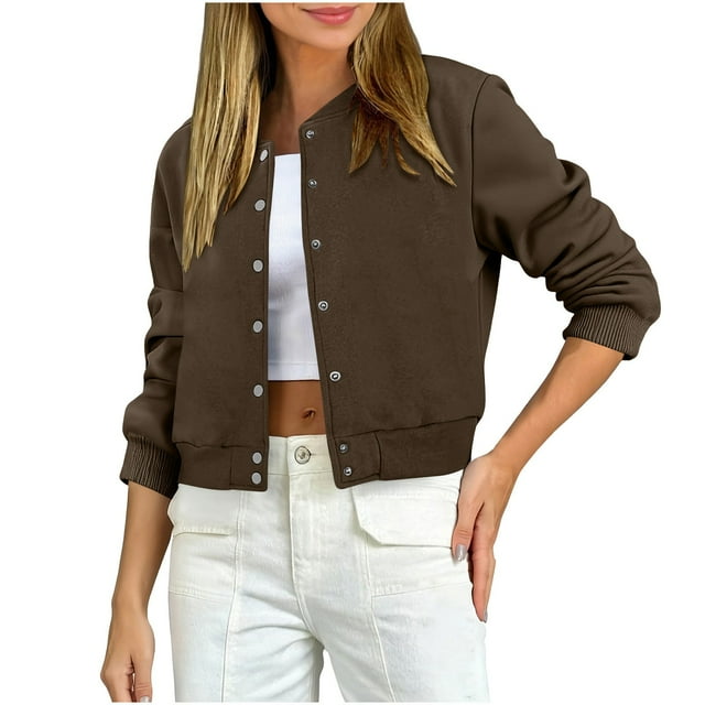 cfhntfmh Women's Sweatshirt Jackets Winter Trendy Shacket Jackets Button down Long Sleeve Cropped Coats Fall Fashion