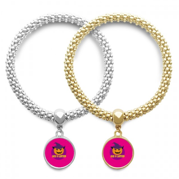 Halloween Happy Jack Pumpkin Light Lover Bracelet Bangle Pendant Jewelry Couple Chain