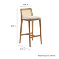 thumbnail image 4 of Bar Stool Chair Barstool, Ivory White, Fabric, Wood, Rattan, Bar Pub Cafe Bistro Dining Kitchen Hospitality Restaurant, Modern Contemporary, HB37099, 4 of 9