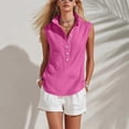 thumbnail image 5 of Noric Women's Cotton Linen Tank Tops Collared Button Up Casual Summer Loose Fit Sleeveless Tops, 5 of 8