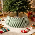 thumbnail image 2 of OVFUIZ Christmas Tree Collar Knitted Plush Tree Skirt Cover Foldable Reusable Farmhouse Style Winter Snowflake Pattern for Christmas Home Decor, 2 of 6