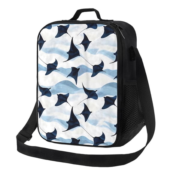 Cute Stingray Lunch Bag Insulated Thermal Box with Shoulder Strap & Handle for Work and Picnic