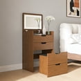 thumbnail image 2 of Miniyam 3-in-1 Vanity Desk with Mirror and Storage Stool, Makeup Vanity Table with LED Light, Drawers and Organizer, 18.9" Depth for Bedroom Apartment, 2 of 7