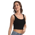 thumbnail image 3 of Women's Sleeveless Strappy Tank Square Neck Double Layer Workout Fitness Casual Basic Crop Tops, 3 of 6