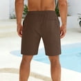 thumbnail image 4 of LMOIPLI Men's Linen Casual Shorts Elastic Drawstring Waist Summer Shorts with Pockets Lightweight Breathable Beach Shorts for Men Brown XXL, 4 of 7