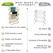 Bamboo Laundry Drying Rack for Clothes, Wood Clothing Dryer, Extreme Stability, Heavy Duty Built, Foldable, Collapsible Space Saving | 2 Size Tiers, Pre-Assembled (X-Large - BDR-552)