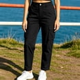 thumbnail image 5 of Dagugfen Cargo Pants for Women Straight Slim Leg Elastic Waist Outdoor Activewear Hiking Camping Pants with Multi Pockets(L,Black), 5 of 6