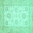 thumbnail image 1 of Ahgly Company Indoor Square Oriental Turquoise Blue Traditional Area Rugs, 3' Square, 1 of 4
