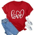 thumbnail image 4 of Ailaofu Womens Love Shirt Casual Loose Short Sleeve Letter Heart Graphic Tee Summer Tops, 4 of 7