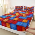 thumbnail image 3 of Castle Fairy Teens Vintage Colorful Checkered Bed Sheets,Geometric Grid King Sheets, 3 of 7