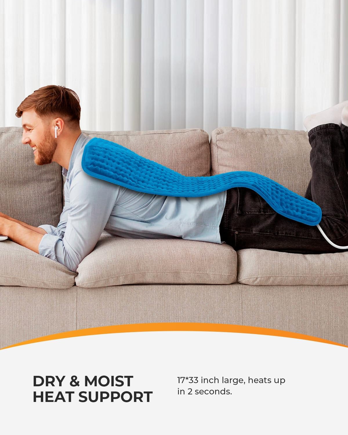 Coococo 33"x17" Large Electric Heating Pad for Back Neck Shoulders Muscle Pain, Cramps Relief with Auto Shut off, 3 Timer, 6 Temp Controller, Gifts