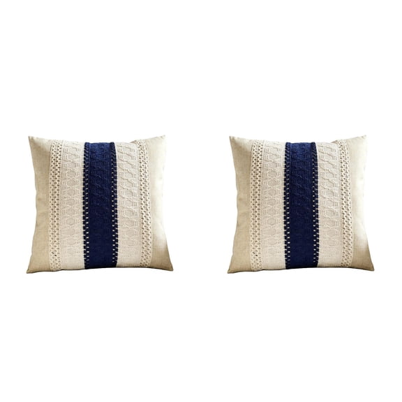 Set of 2 Boho Pillow Covers 18x18 Inch, Soft Woven Farmhouse Cushion Cases for Sofa Couch Bed, Decorative Throw Pillow Covers for Living Room Home Decor