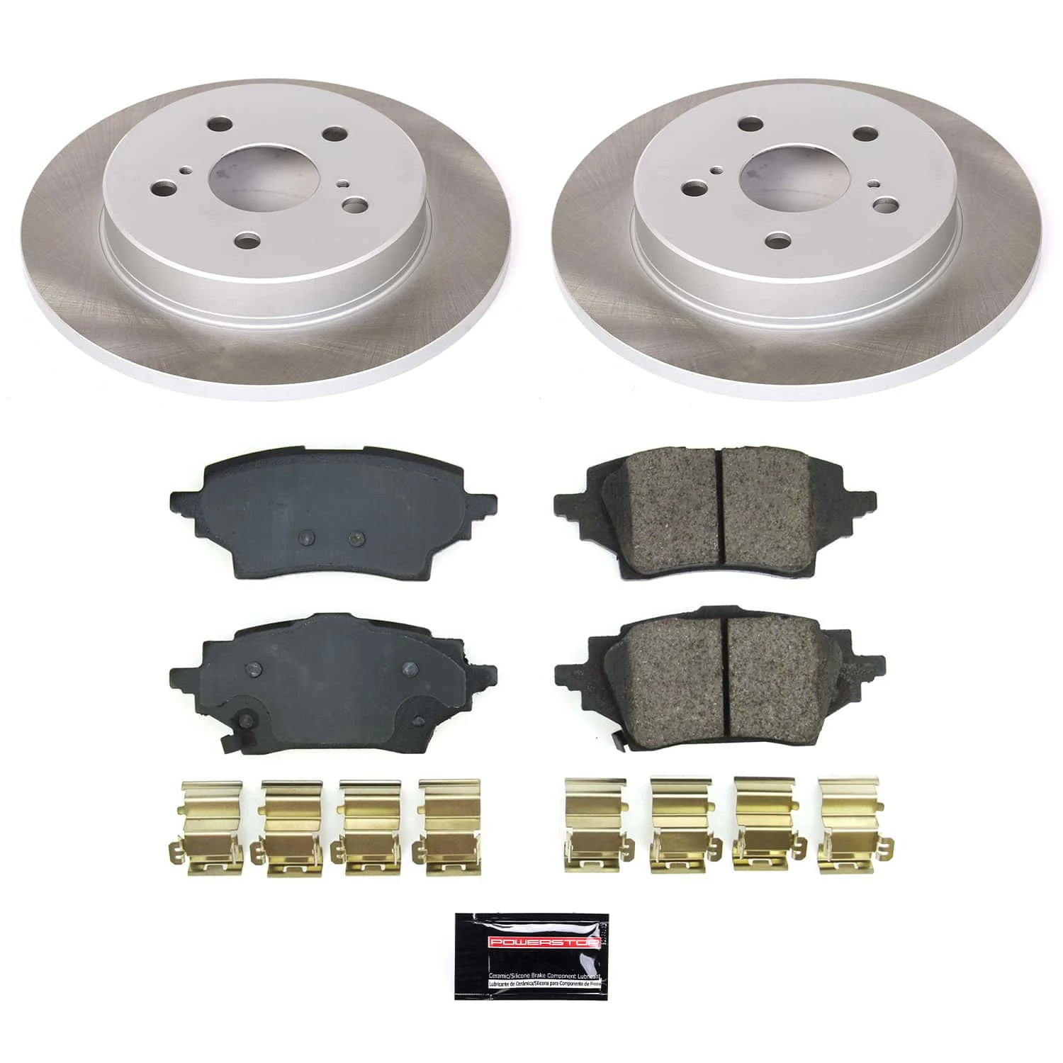 PowerStop Rear Semi-Coated Rotor and Low-Dust Ceramic Brake Pad Kit SC8708