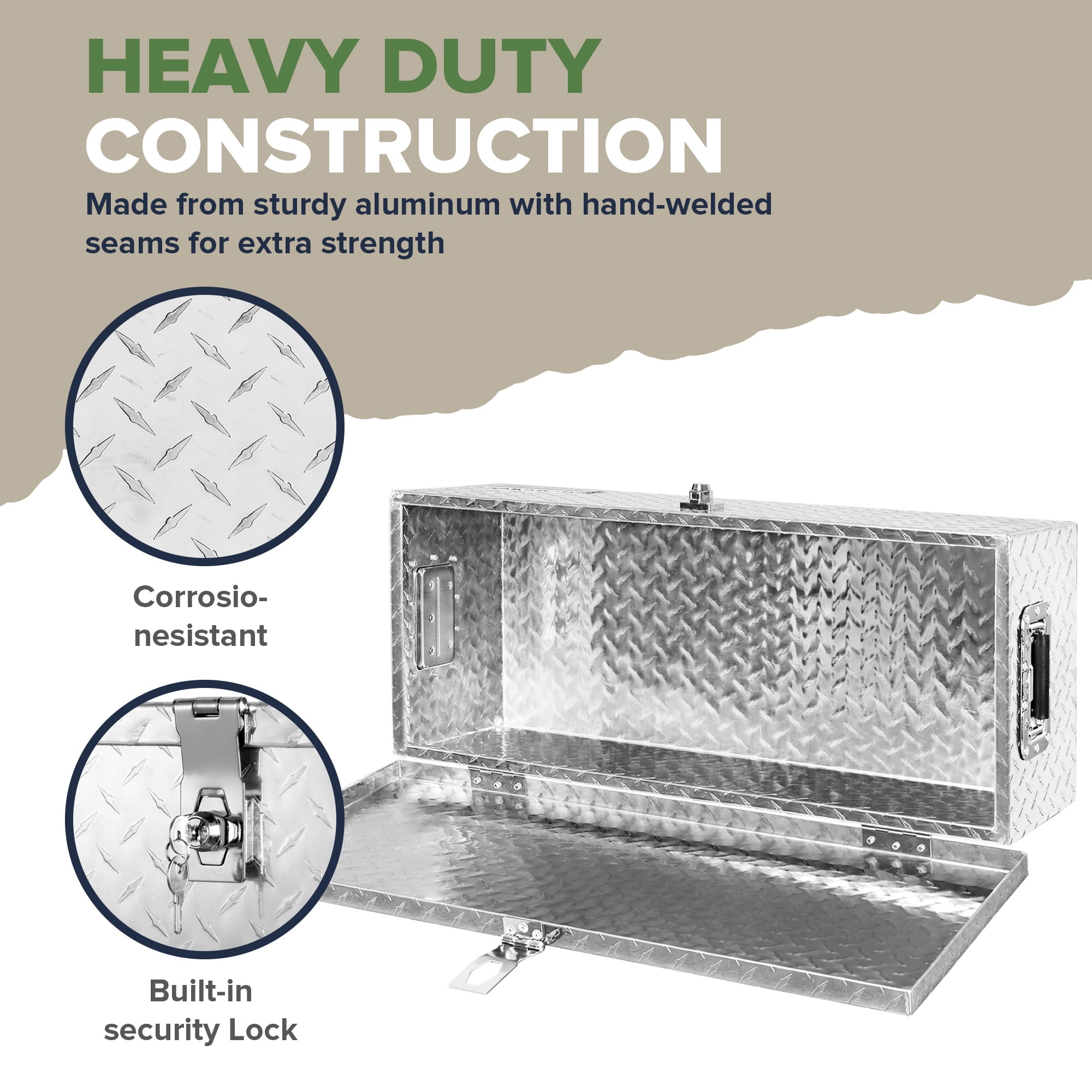 ARKSEN 30 Chest Box Aluminum Diamond Plate Tool Box Truck Pick Up Underbody Trailer Toolbox Storage Lock Keys Silver Walmart