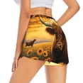 thumbnail image 2 of Uemuo Sunset Sunflower Cow A Pattern Women's Athletic Shorts High Waisted Running Shorts with Liner Pockets Gym Elastic Workout Shorts-Small, 2 of 9