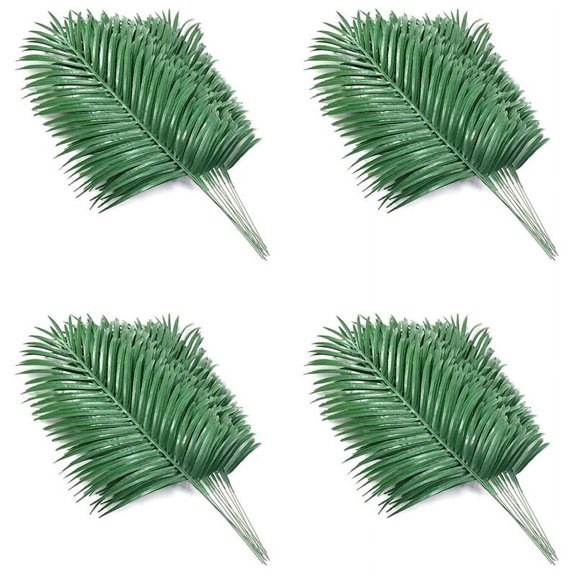48Pcs Artificial Palm Leaves Plants Faux Palm Fronds Tropical Large Palm Leaves Greenery Plant for Leaves Hawaiian Party
