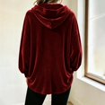 thumbnail image 4 of Hurxie Women Casual Hoodie Velour Long Sleeves Fashion Pullover Loose Fit Tunic Winter Tops Comfy Shirts, 4 of 7