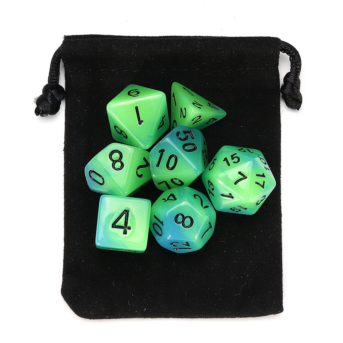 7Pcs Acrylic Luminous Polyhedral Dice Set For Dungeons & Dragons DND Table Game 