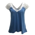 thumbnail image 4 of xiaxaixu Hauts en Dentelle Crochet pour Femmes, T-Shirts d'Été Basiques à Manches Courtes Col en V Coupe Ample, 4 of 5