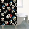 thumbnail image 4 of Black Cartoon Skull Pattern Shower Curtain 36"x72" ,Bathroom Decorative Shower Curtains Set with 12 Hooks,Modern Waterproof Washable Shower Curtain, 4 of 6