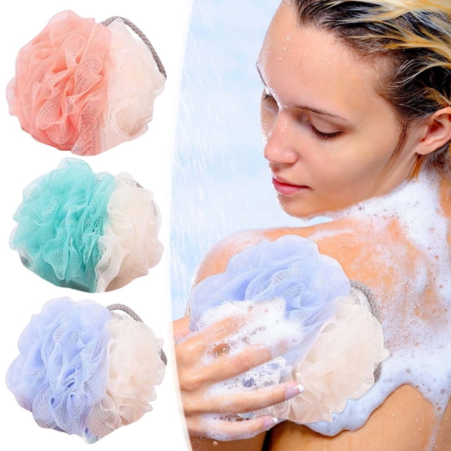 Xihbxyly Esponja de Baño de Lufa, Esponja Exfoliante de Malla de Polietileno Suave, Fácil de Colgar con Cordón, Suave para La Piel, Ideal para La Limpieza Diaria, Ideal para La Ducha o El Baño, Tamañ
