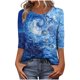 thumbnail image 2 of Xuyuer Unisex Print 3/4 Sleeve Tee - Fashion Women's Loose Casual Round Neck 3/4 Sleeve Oversized Top for Music Festival Grounds, and Free-Spirited Gender-Neutral Layered Street Style, 2 of 7