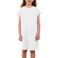 thumbnail image 2 of Ynynloco Toddler Girl Cotton Casual Dress Summer Short Sleeve Loose Basic Tunic Playwear Shirt Dresses, 2 of 9
