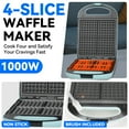 thumbnail image 4 of Mailand 4-Slice Belgian Waffle Maker, Square Waffle Iron, Classic Waffle Wafflera with Non Stick Coating, 1000W, Aqua, 4 of 7