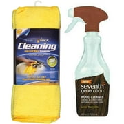 Seventh Generation Wood Cleaner, Lemon Chamomile, 18 Oz & Microtex Microfiber Cleaning Towels, 12 count
