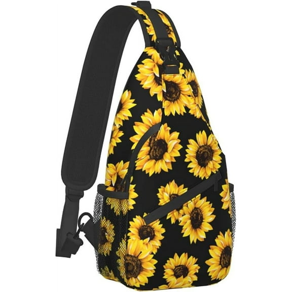 Unisex Lightweight Adjustable Strap Sling Bag, Sunflower