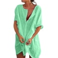 thumbnail image 1 of Camisa de gasa lisa holgada de manga corta y cuello redondo profundo para mujer, ideal para combinar con vaqueros o faldas, tallas S-XXL, 1 of 7