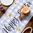 thumbnail image 3 of Easter Rabbits Table Runner 72 Inches, Watercolor Eggs Flowers Butterflies Purple Plaid Bed Runner Dresser Scarves Tabletop for Indoor Outdoor Parties/Ceremony/Banquet, 13" x 72", 3 of 8