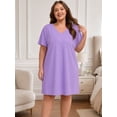 thumbnail image 3 of FEREMO Womens Plus Size 100% Cotton Short Sleeve V Neck Nightgown Ladies Sleepwear, 3 of 9