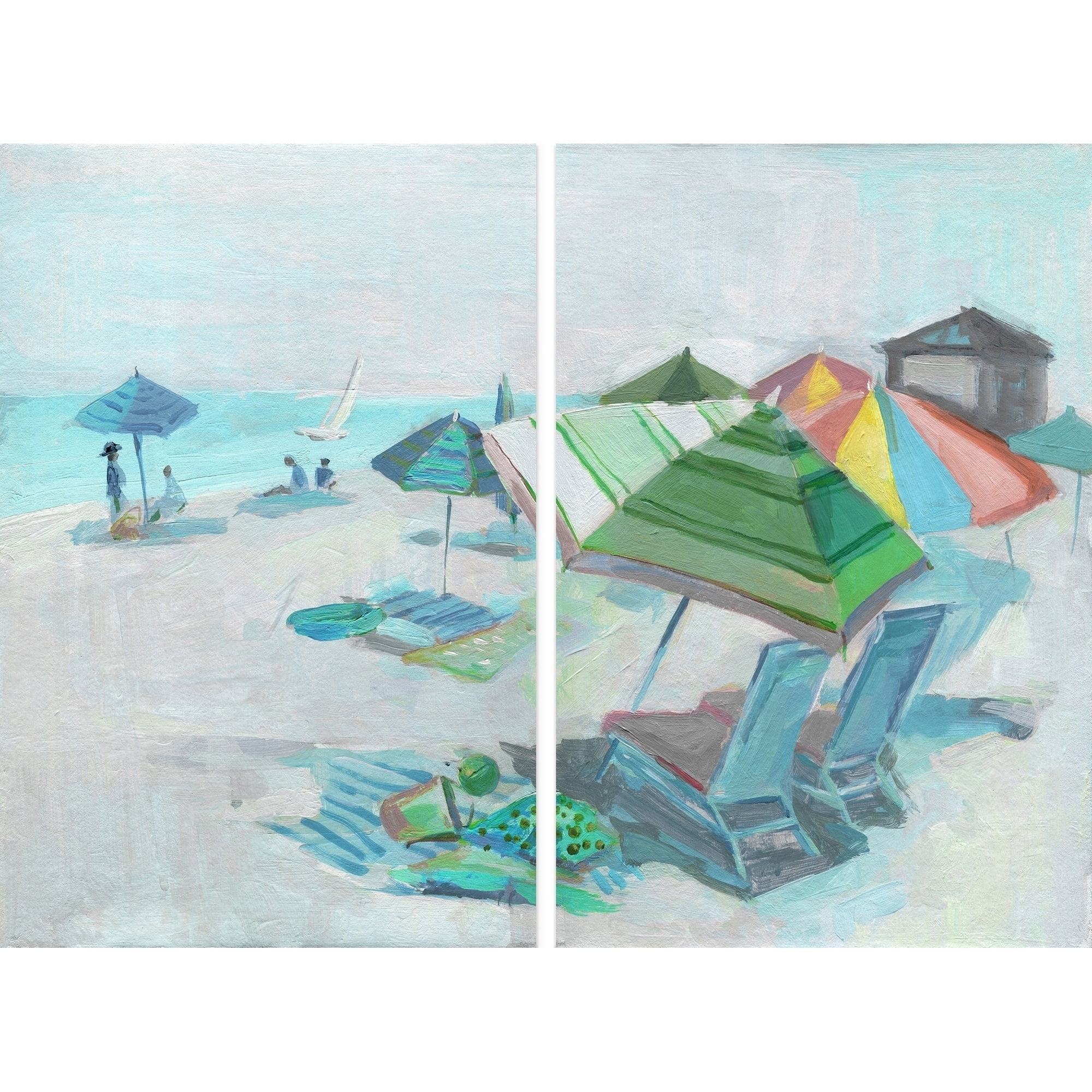 Marmont Hill Colorful Beach Umbrellas Diptych