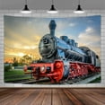 thumbnail image 3 of dinii Steam Train Tapestry, Old Engine Train on Railroad Track Tapestries,Natural Scenery Sunset Sunrise Wall Hanging Home for Bedroom Living Room Dorm, 40X30 Inches, 3 of 3